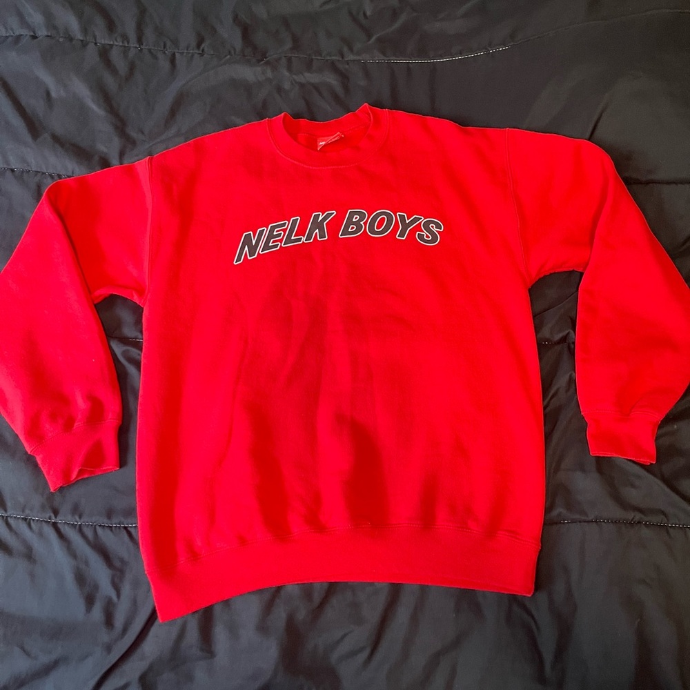 Nelk Boys Sweatshirt Mens MED Red Crew Pullover Sweater Medium Full Send